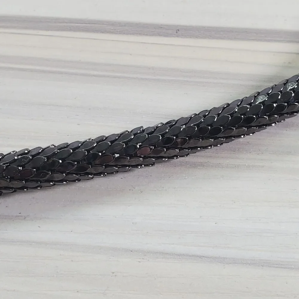 32W Snake Chain Gunmetal Belt Made in Italy Metallic Metal Silver Scales